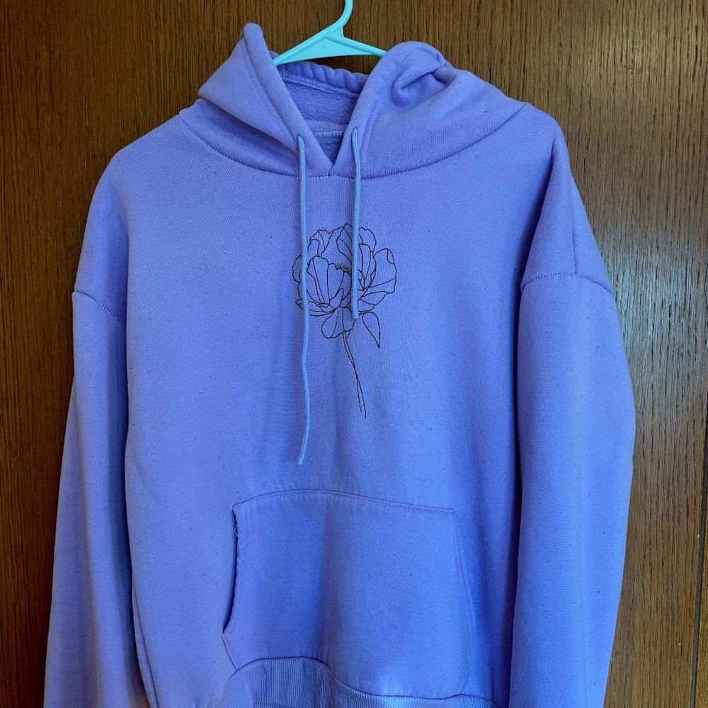 Soft Lavender Hoodie with Flower Design